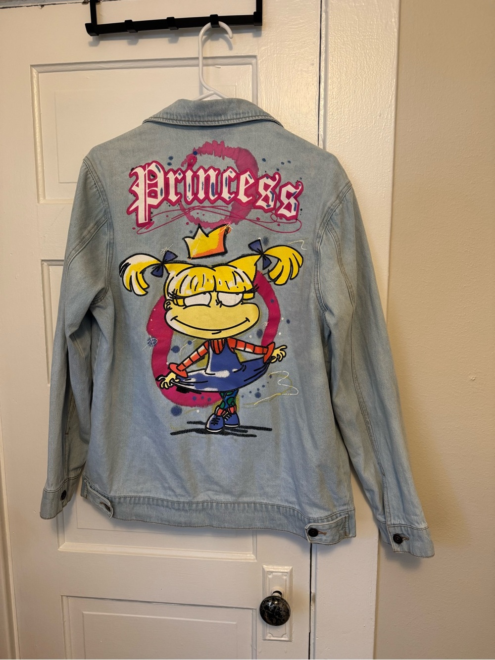 Women’s Denim Jacket with painted Rugrats 'Princess' Graphic